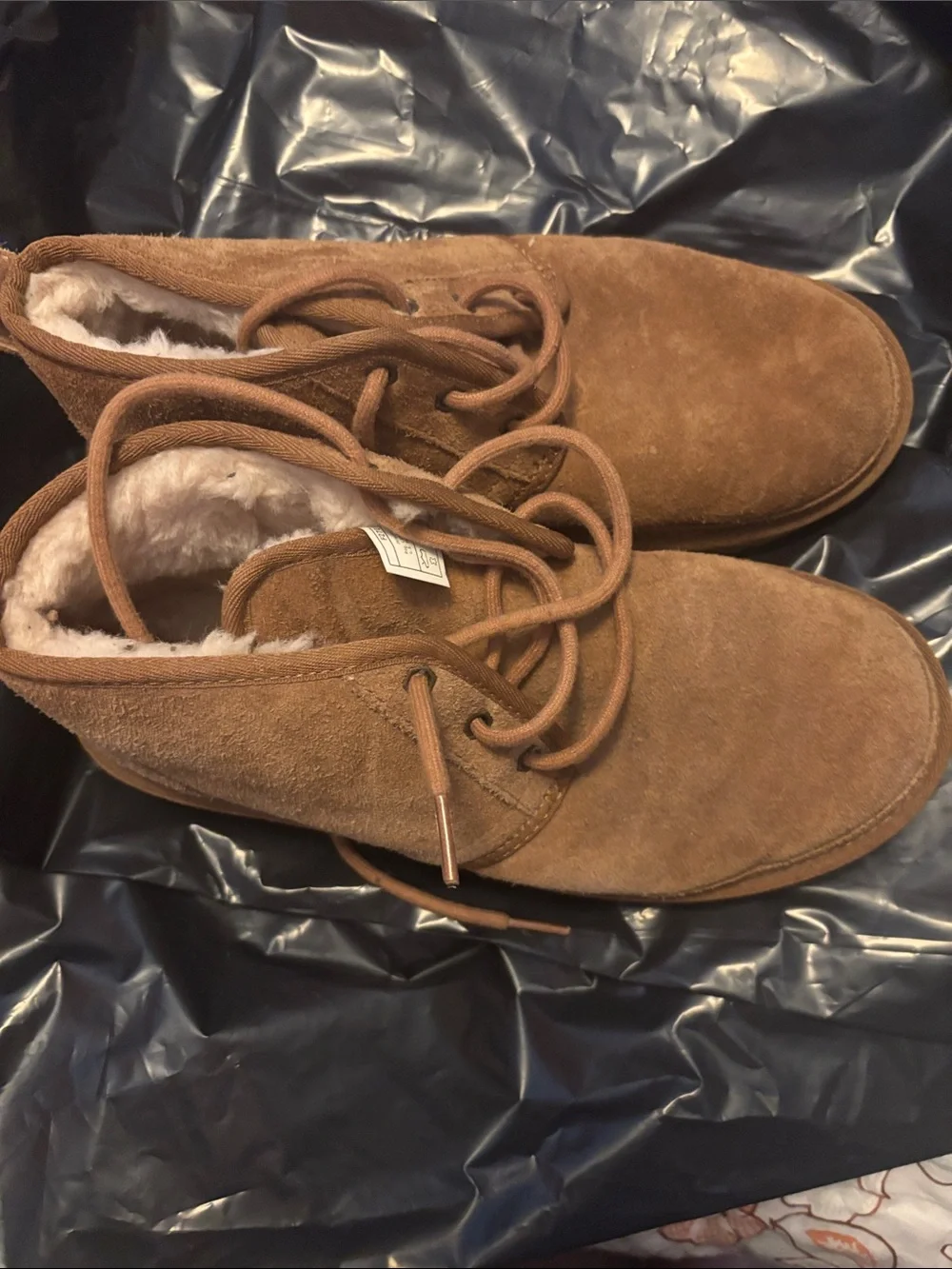 UGG Womens Neumel Chestnut Brown Suede Lace-Up Boots